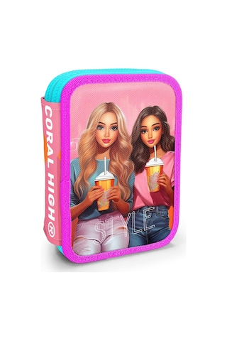 Coral High İki Karlı Organizer Kalemlik - Pembe Kırmızı Fashion Girl, Kız Çocuk, Pembe Kırmızı Fashion Girl Kırmızı - Pembe