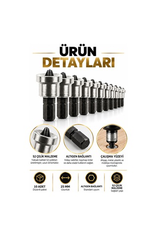 Bits Ucu Seti 10 Adet 25 Mm Ph2 Yıldız Vidalama Uçları