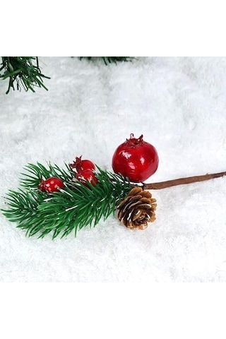 Yılbaşı Kozalaklı Narlı Kokinalı Yapay Çiçek 18 Cm Dekoratif Aranjman