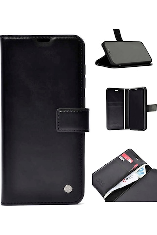 Ekılıf - Samsung Galaxy Note 8 Uyumlu Kılıf 360 Full Koruma Kapakli Kartlikli Kart Bölmeli Cüzdan Kilif - Siyah