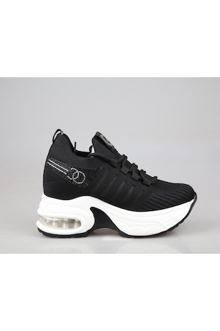 Guja 25y300-14 Dolgu Topuk Siyah Kadın Sneakers Siyah