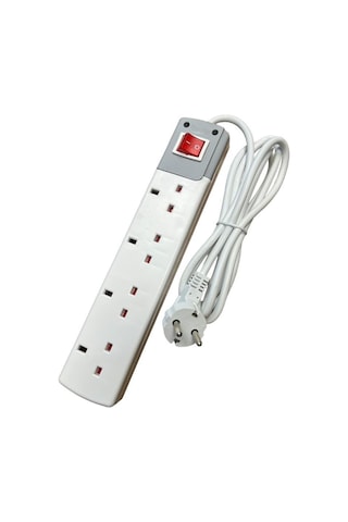 De-pa İngiliz Tipi Grup Priz 4'lü 3 Metre Kablolu Anahtarlı 41403