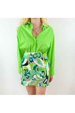 Modaonna Yeşil Desenli Mini Etek Yeşil