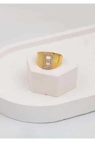 Bilezikci Altın B Harfi Yüzük Sarı Altın