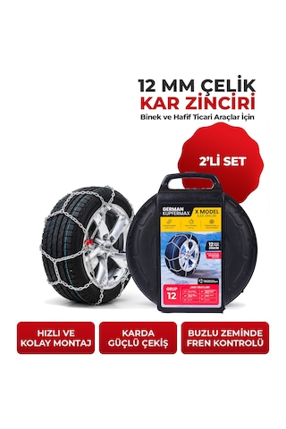 12mm No: 12 Profesyonel Oto Kar Zinciri, Binek Ve Hafif Ticari Araçlar İçin 12 Numara