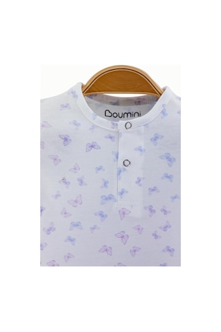 Bebek Şort Tulumu Kelebekler Kısa Kollu Doğal Kumaş Pamuklu Tulum - Lila