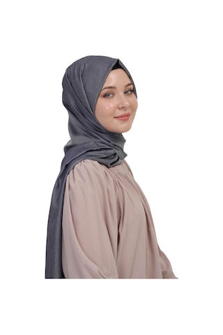 Çift Taraflı Düz Jakar Şal Parlak & Mat Dokulu, Özel Gün Şalı, Düz Renk Füme