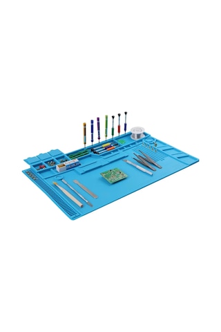 Isıya Dayanıklı Silikon Tamir Onarım Lehim Matı Pedi Magnetli-antistatik 45x30 Cm , Tamir Matı