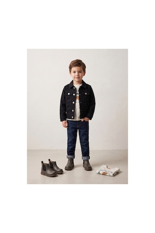 Deniva Kids Siyah Halley %100 Pamuklu Düğmeli Cepli Jean / Denim Kot Ceket