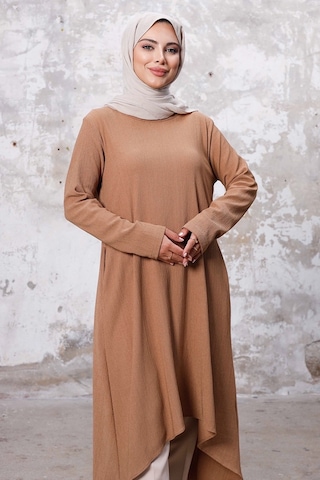 Bestenur Asimetrik Kesim Tunik 1253 - Vizon