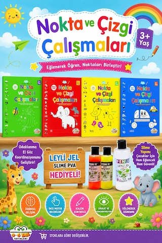 3-6 Yaşa Uygun Nokta Ve Çizgi Çalışmaları Seti - 4 Kitap