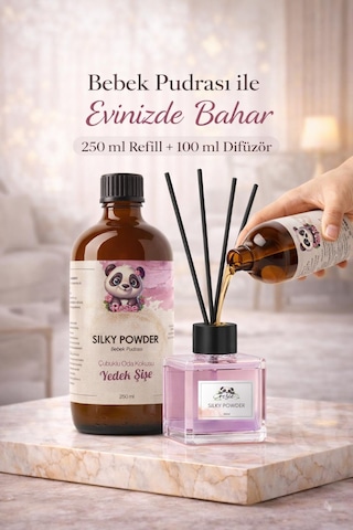 Bebek Pudrası Çubuklu Oda Kokusu 250 Ml Refil Ve 100 Ml Difüzör Şişe Fresh