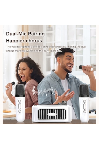 Xindoker Retro Taşınabilir Şarkı Söyleme Hoparlörü - Çift Mikrofonlu Pembe Model, Bluetooth 5.3, Sd Kart Ve Aux Girişi