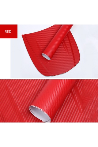 Shineyee Kırmızı 3d Karbon Fiber Araba Sticker, 127x10cm Kalın Pvc Filmi, Korozyon Ve Çizikten Koruma, Araba Dekorasyonu, Kesilebilir, Su Geçirmez, Renk Kaybı Olmaz