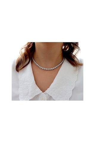 Silveranka 925 Ayar Gümüş Beyaz Kalp Su Yolu Kolye