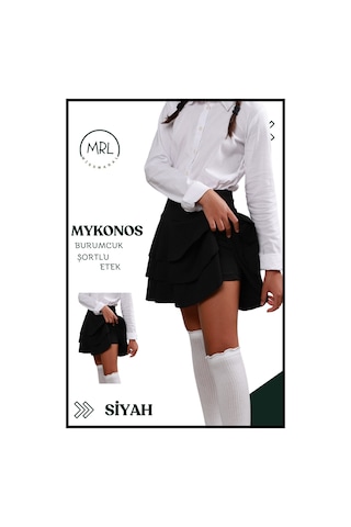 Mykonos Etek Siyah Içte Sabit Şortlu Yüksek Bel Likralı Bürümcük Kumaş Skirt With Shorts 4105 Siyah