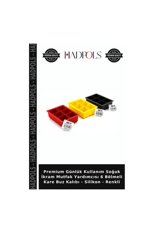 Premium Günlük Kullanım Soğuk İkram Mutfak Yardımcısı 6 Bölmeli Kare Buz Kalıbı - Silikon - Renkli Çok Renkli