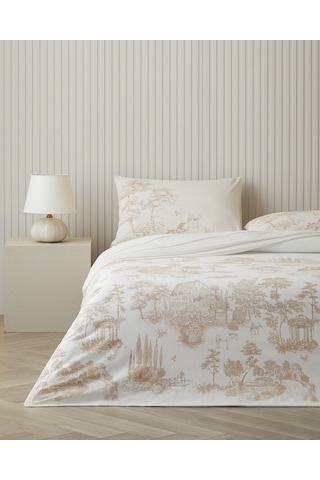 English Home Garden Toile Pamuk Tek Kişilik Nevresim Takımı 160x220 Cm Bej