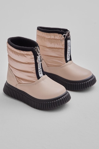 Tonny Black Esnek Termo Taban Sıcak Astarlı Önü Yazılı Çocuk Unisex Bej Kar Botu Tbrzn020 Bej