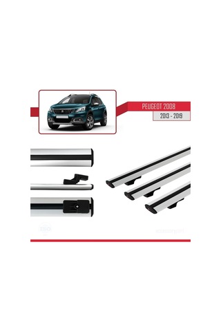 Peugeot 2008 2013-2019 Arası İle Uyumlu Basic Model Ara Atkı Tavan Barı Gri 3 Adet