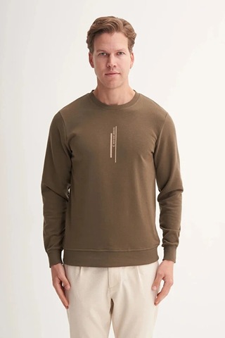 Cazador Slim Fit Mevsimlik 3 İplik Pamuk Karışımlı Sweatshirt-54185 Haki