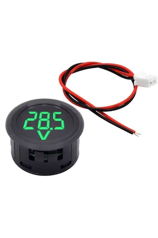4-100v Dc Voltmetre Yuvarlak Panel Tip Montajlanabilir Dijital Yeşil