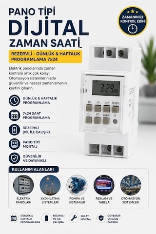 Xkoren Pano Tipi Dijital Zaman Saati Rezervli - Günlük Ve Haftalık Programlama - 7x24