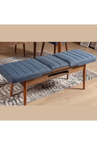 Ahşap Açılır Bench Ceviz Lacivert
