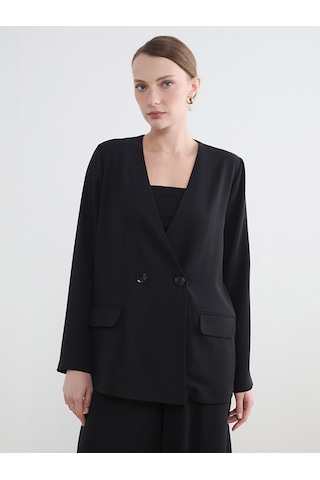 Lcw Everyday Siyah Kruvaze Yaka Kadın Blazer Ceket
