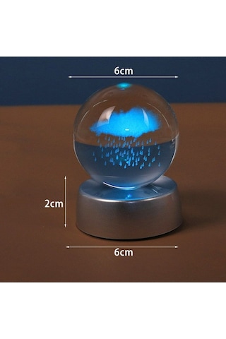 Mobgift Yağmur Bulutu Tasarımlı Işıklı Kristal Cam Küre Renkli