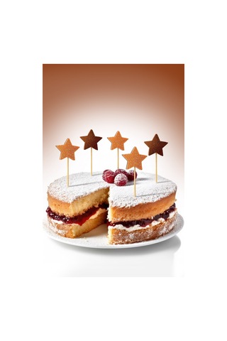 Turuncu-kahverengi Çift Taraflı Yıldız Simli Eva Kürdan Cupcake Toppers Cupcake Çubuğu 12'li