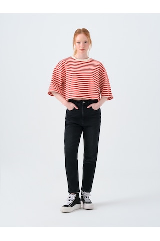 Loose Crop Kadın Tshirt K.kol Kırmızı