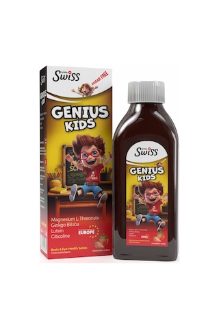 Çocuklar İçin Magnezyum L-threonate Ve Sitikolin İçeren Zeka Gelişimini Destekleyici Şurup Genius Kids 150 Ml