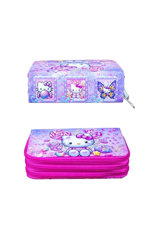 Kalem Kutusu Candy Kitty Orginazer Üç Bölmeli Vegan Deri Kalemlik Onesize