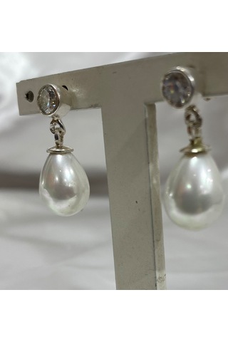 Firuze Gümüş İnci Damla Tasarım Küpe F16001996