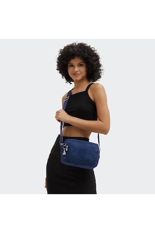 Kipling Kıplıng Abanu M Zip Orta Boy Omuz Çantası Mavi Aıry Blue Quılt Mavi