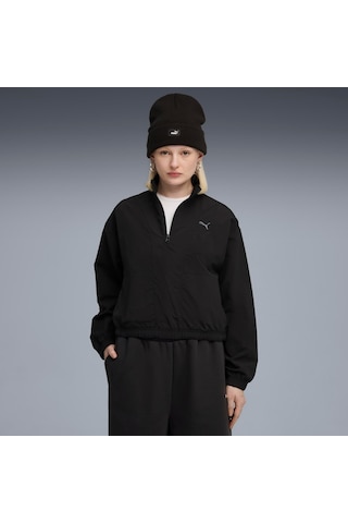 Puma Her Woven Half-zip Crew Kadın Yetişkin Sweatshirt Siyah