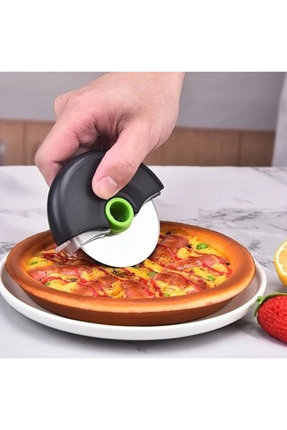 Trendooze Kırmızı Çıkarılır Yıkanabilir Çelik Pizza Kesici Kılıflı Kırmızı Kırmızı