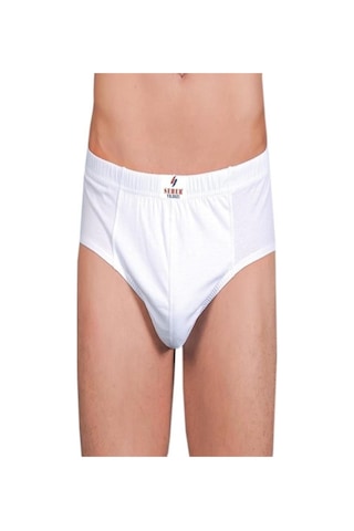 Yıldızı Beyaz 6'lı Paket %100 Pamuk Erkek Slip Külot 0005 Beyaz