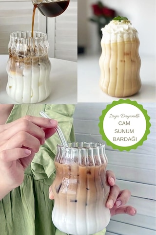 Sukabağı Şekli Latte Bardağı 1 Adet - Borosilikat Cam Bardak