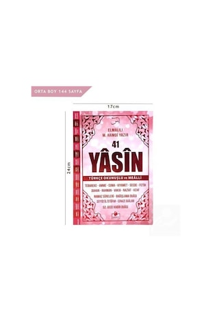 41 Yasin Türkçe Okunuşlu-Pembe Kapak Orta Boy- Merve Yayınları