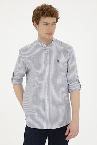 U.S. Polo Assn. Erkek Hakim Yaka Çizgili Gri Gömlek 50288924-VR024
