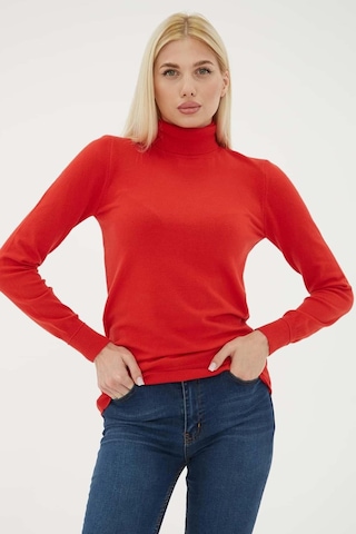 Fashion Friends 24k0780k1 Kadın Balıkçı Yaka Kazak Kırmızı