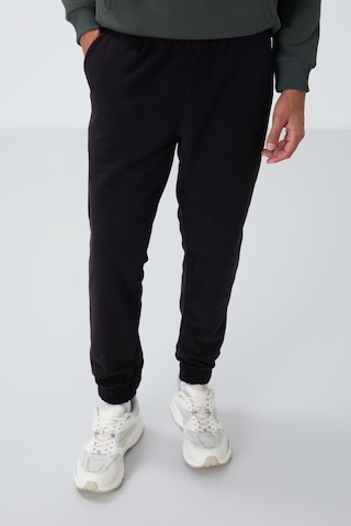 Siyah Gizli Fermuarlı Rahat Form Jogger Polar Erkek Eşofman Alt - 84866 Siyah