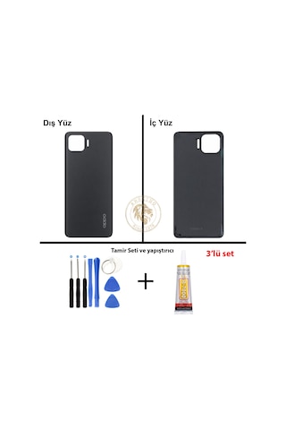 Oppo Kapak Vida Seti + Yapıs Tırıcı Reno 4 Lite Siyah Yapıs Tırıcı B-7000 Yapıştırıcı Vida Seti Arka Kapak Arka Cam Batarya Kapağı Lazer Kesim Kapak Pil Kapağı Back Cover Çok Renkli