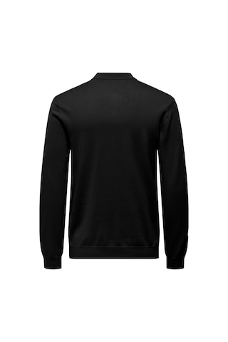 Only & Sons Onswyler Lıfe Reg 14 Half Zıp Polo Knıt Erkek Black Kazak - 22034225 Siyah