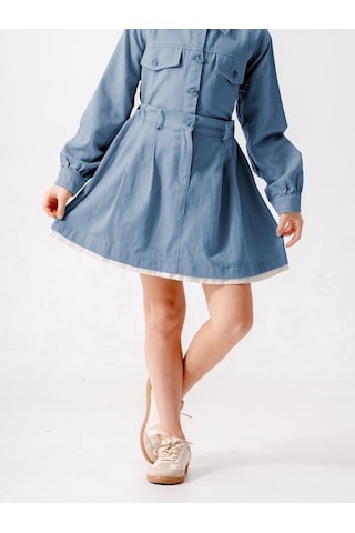 Kız Çocuk Garnili Kot Etek 2603 Mavi