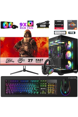 Xaser Star X370 R5-7500F 16 GB 1 TB M.2 NVMe SSD 16 GB RX9060XT 27" Free Dos Dizüstü Bilgisayar