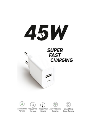 Type-c 45w Ultra Hızlı Çoklu Şarj Adaptörü Apple Uyumlu iPad  8.nesıl Qc 3.0 + Pd