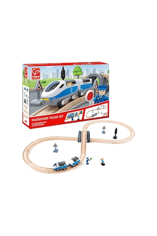 Ahşap Yolcu Treni Seti Oyuncak 26 Parça